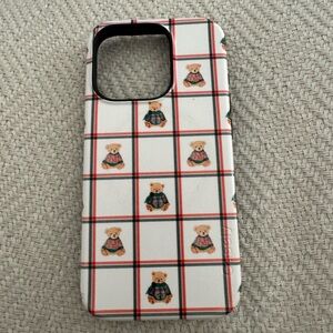 Teddy Bear Plaid Phone Case - White